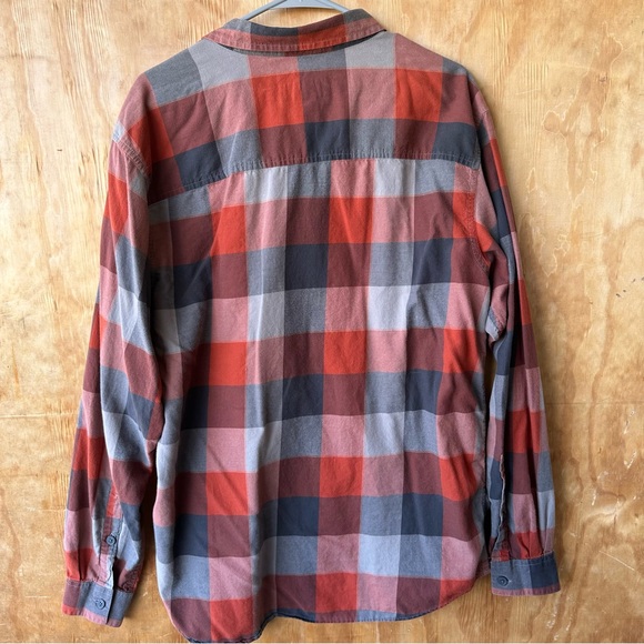 Columbia long sleeve Cotton Plaid Button down Shirt Orange Gray - Picture 4 of 9